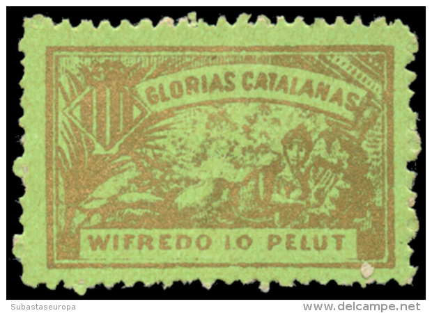 CATALUNYA. 1900ca. Glorias Catalanas. Wifredo Lo Pelut. 8 Distintas Vi&ntilde;etas. Nathan C-32. Peso= 15 Gramos. - Spanish Civil War Labels