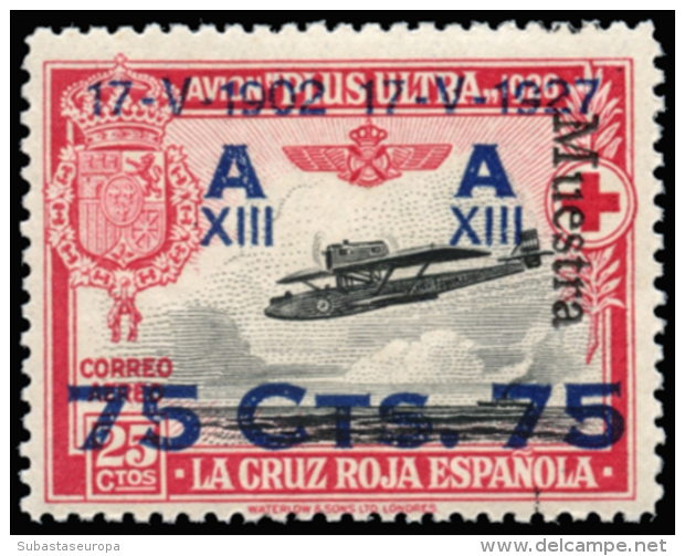 ** 388/91. Cruz Roja. Sobrecarga "Muestra". Cat. +220 &euro;. Peso= 15 Gramos. - Errors & Oddities