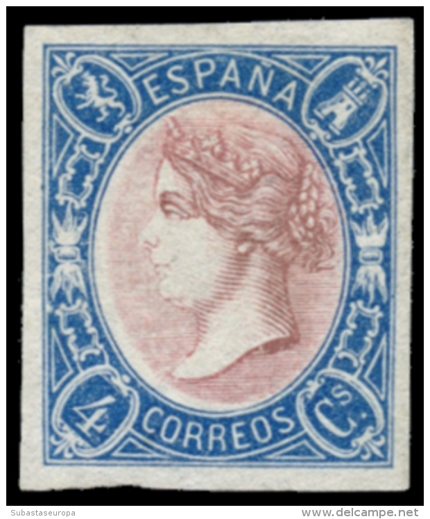 (*) 75P. 4 Ctos. Ensayo Sin Dentar En Color Azul Y Rosa En Lugar De Azul. Papel Delgado. Gálvez 326. Muy... - Errors & Oddities