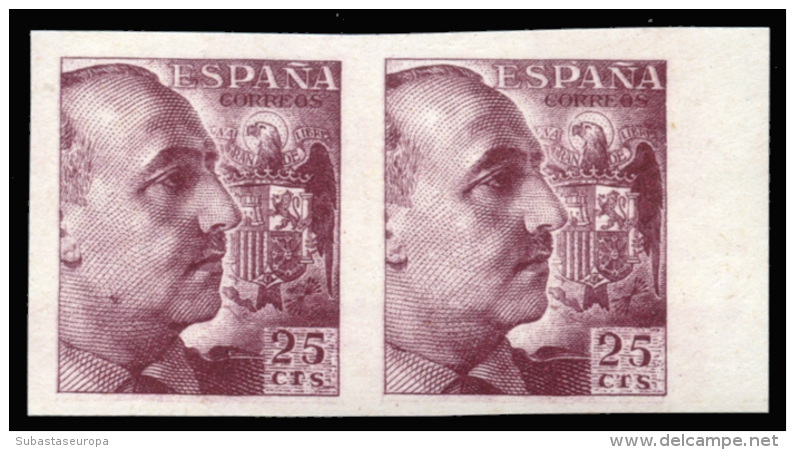 ** 1045s. Franco. 25 Cts. Pareja Sin Dentar. Certificado CMF. Muy Raros. Peso= 15 Gramos. - Other & Unclassified