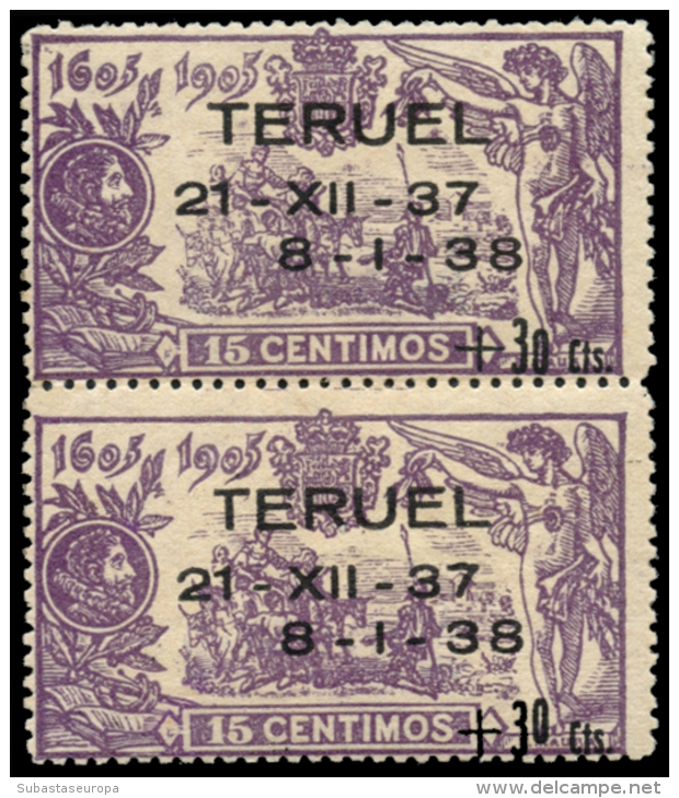 * N.E. 32. Teruel. Pareja Vertical. Goma Alterada. Marquillados Comisión Expertos De Madrid. Peso= 15... - Autres & Non Classés