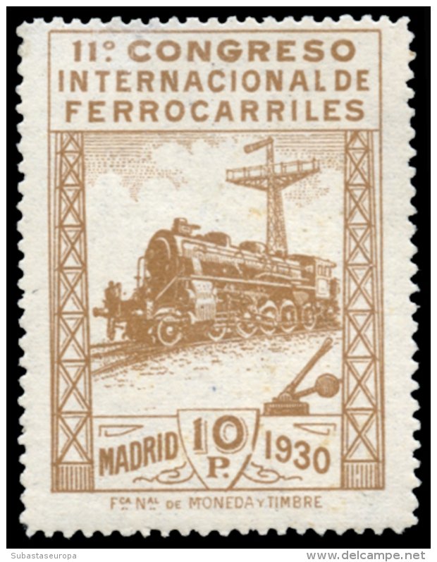 ** 481. Ferrocarriles. 10 Ptas. Valor Clave. Muy Bonito Pese Tener Goma No Original. Cat. 1375 &euro;. Peso= 15... - Other & Unclassified