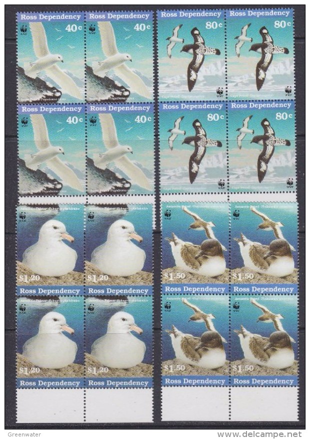 Ross Dependency 1997 Sea Birds WWF 4v  Bl Of 4 ** Mnh (33889D) - Nuevos