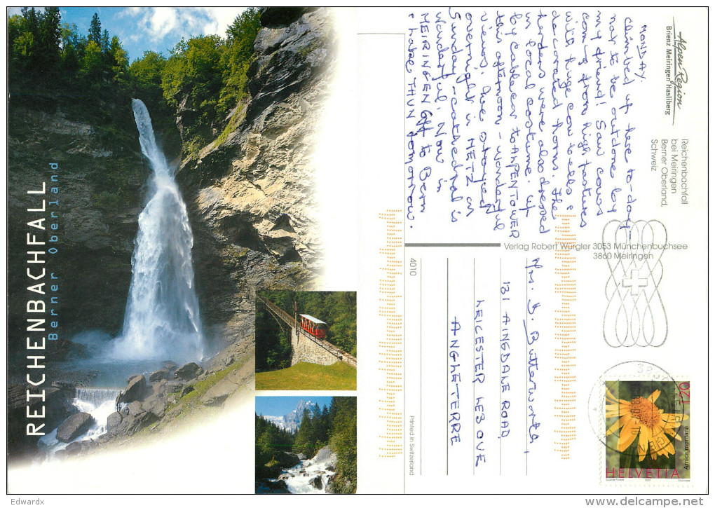 Reichenbachfall, BE Bern, Switzerland Postcard Posted 1997 Stamp - Berne