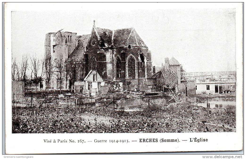 80 ERCHES - L'église En Ruines - Autres & Non Classés