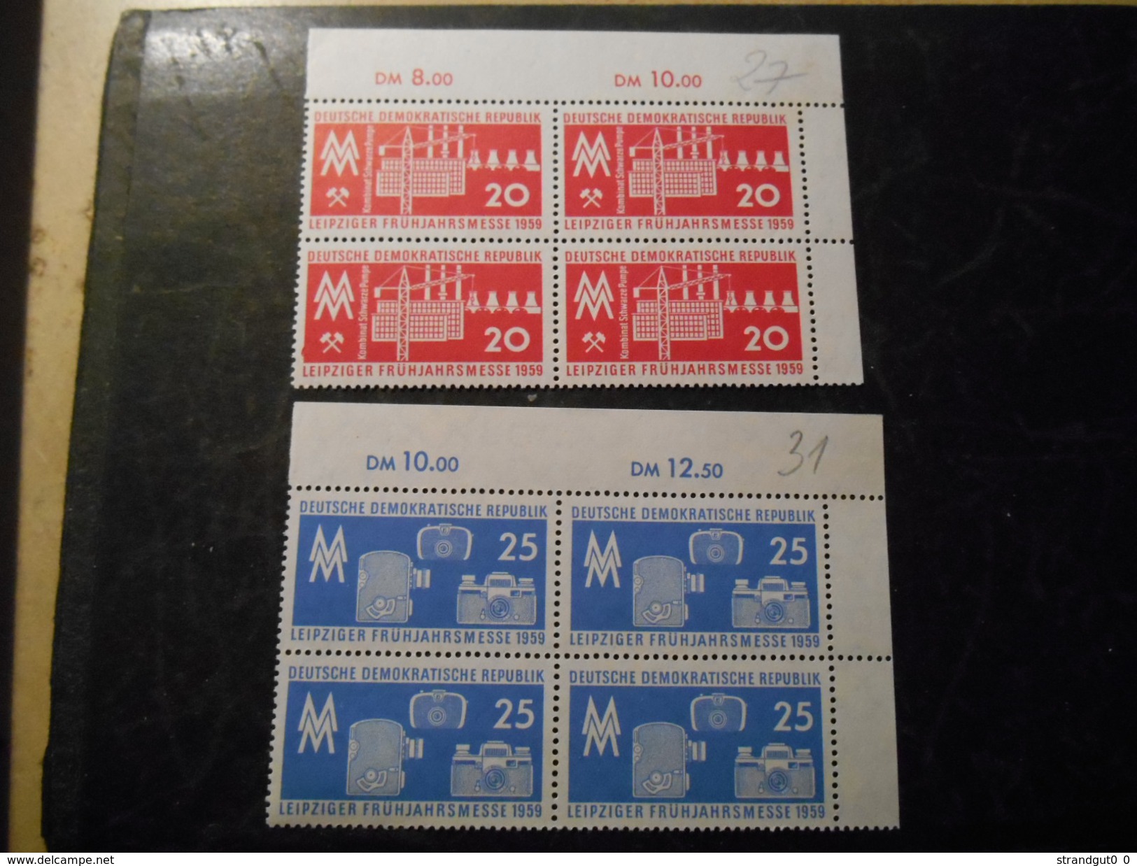 DDR 1959 Schöne Postfrische Eckstücke Als 4er Block - Neufs