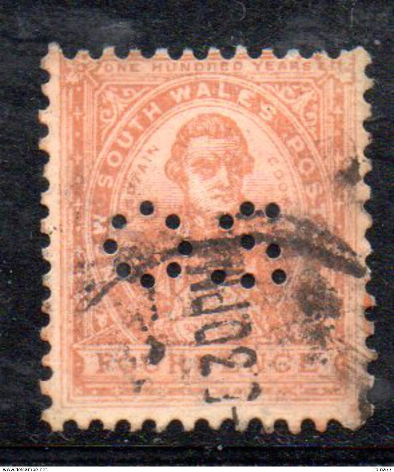 T1742 - NEW SOUTH WALES 4 Pence Wmk Crown On  A  Used . Punctured OS. - Used Stamps