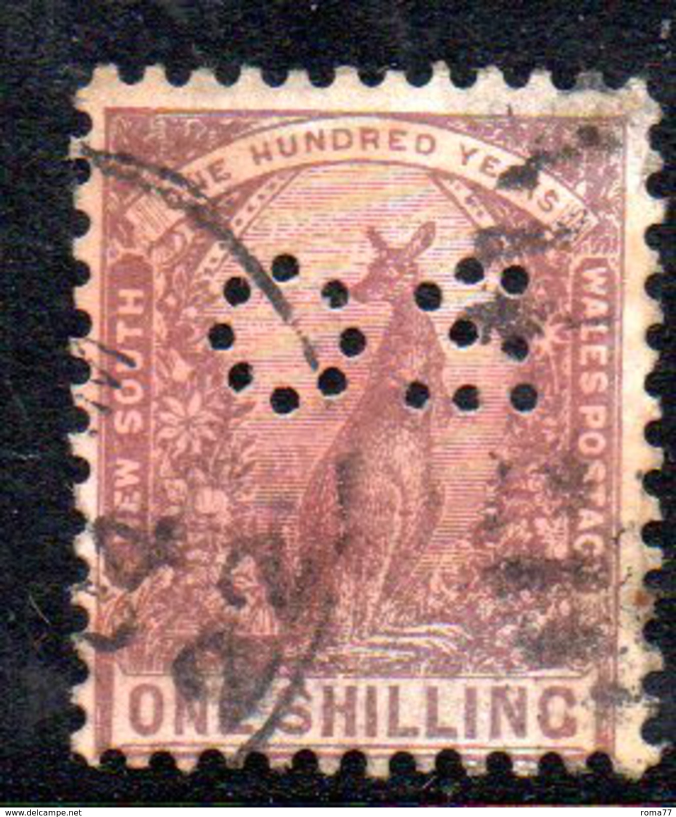 T1752 - NEW SOUTH WALES 1 Shilling  Used . Punctured OS. - Gebruikt