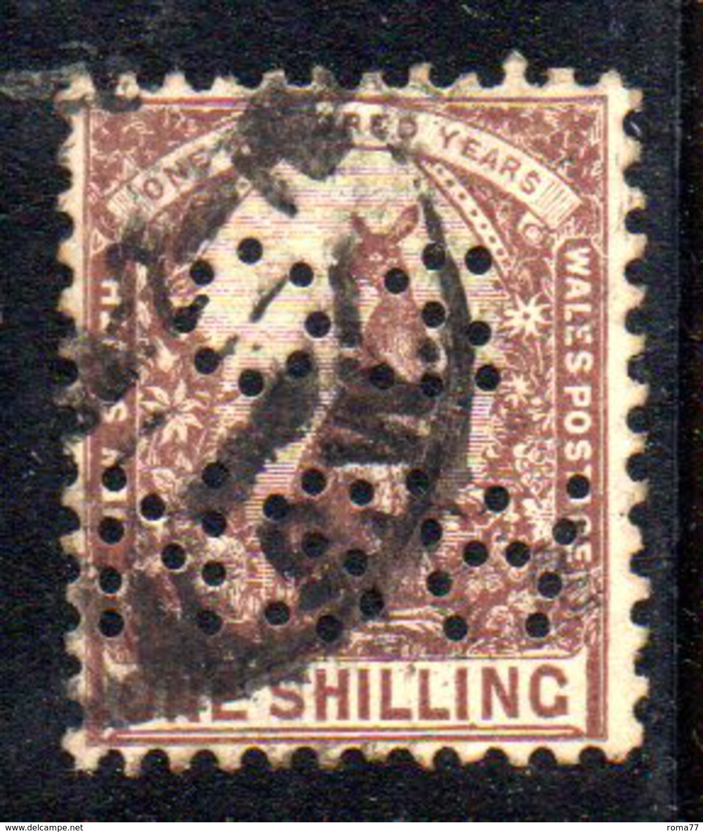 T1753 - NEW SOUTH WALES 1 Shilling  Used . Punctured OS NSW - Gebruikt