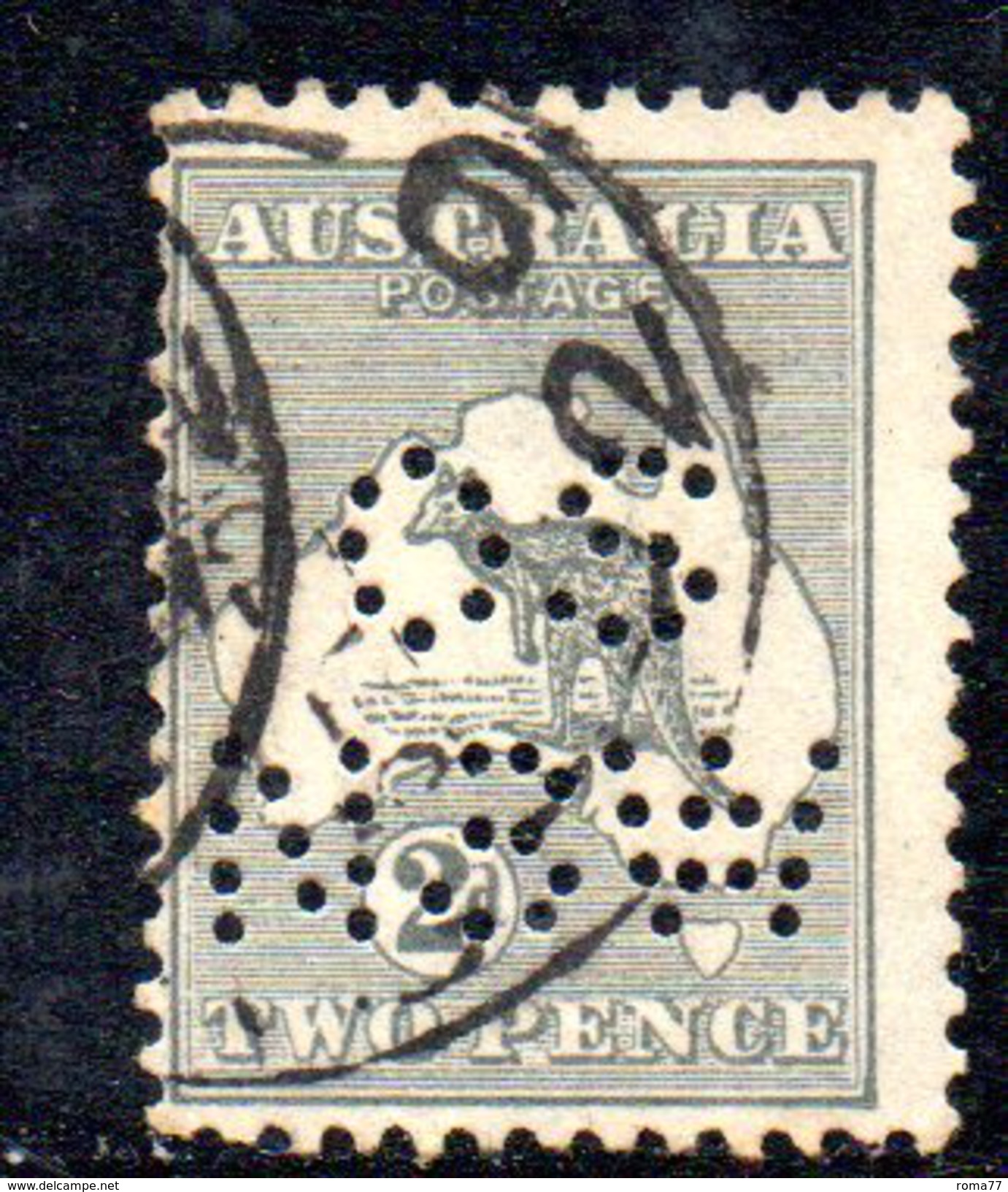 T1766 - AUSTRALIA 2 Pence  Wmk Crown On A  Used . Punctured OS NSW - Usados