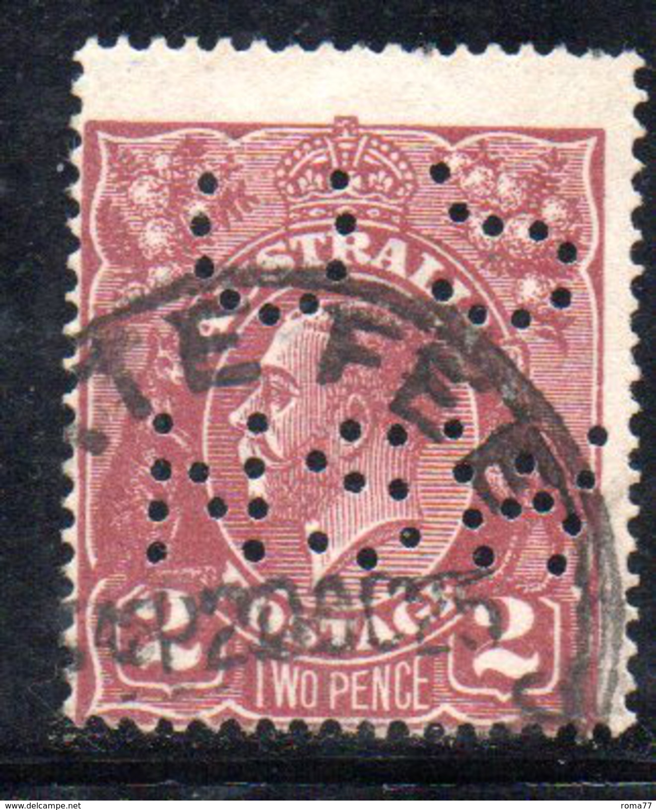 T1794 - AUSTRALIA 2 Penny  Wmk Crown On A  Used . Punctured OS NSW - Usati