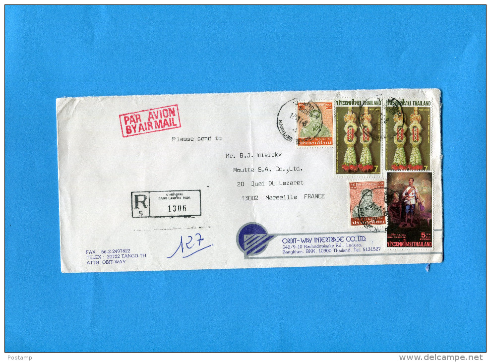 MARCOPHILIE-lettre Registered-thailand->Françe-cad 1983-5-stamps - Thailand