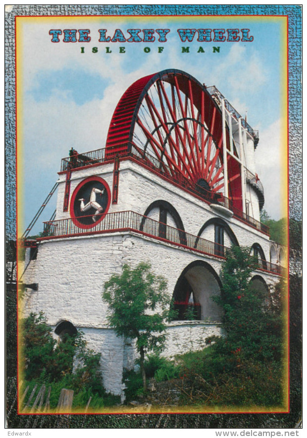 Laxey Wheel, Isle Of Man Postcard Posted 1999 Stamp - Isle Of Man