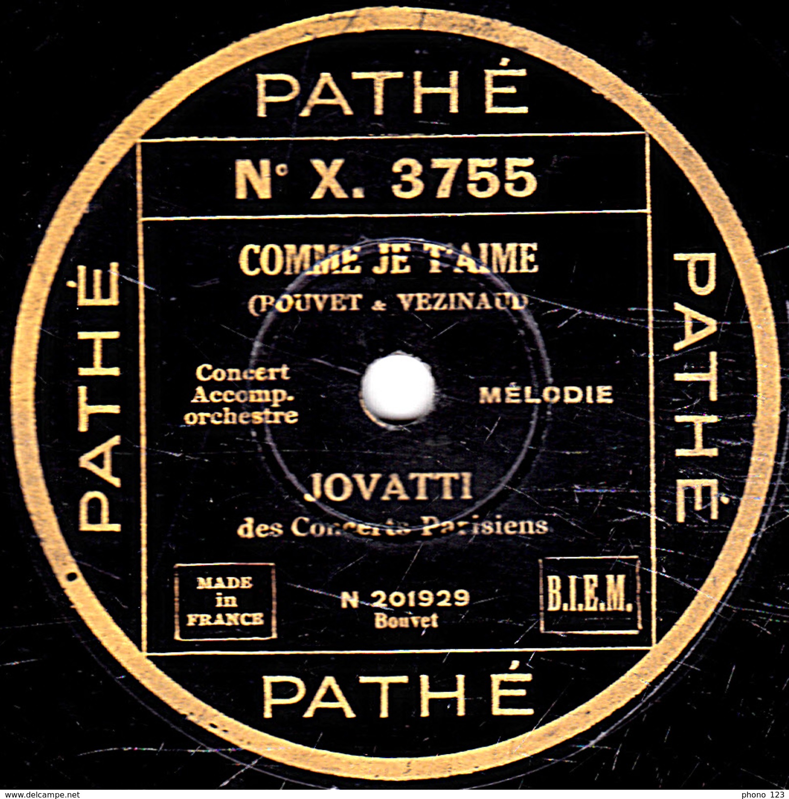 78 T. - 25 Cm - état  B - JOVATTI - MINON VOICI LE JOUR - COMME JE T'AIME - 78 T - Discos Para Fonógrafos