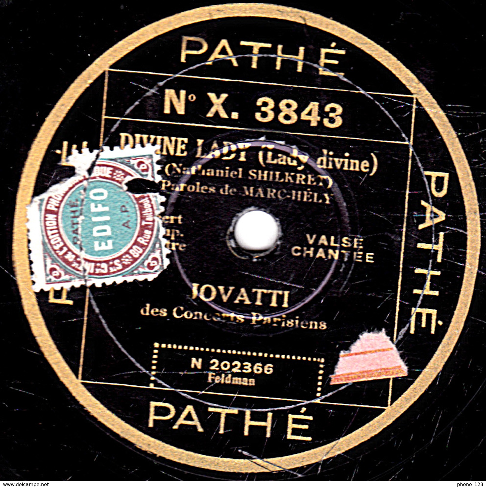 78 T. - 25 Cm - état  B - JOVATTI - TON AMOUR - DIVINE LADY - 78 T - Disques Pour Gramophone