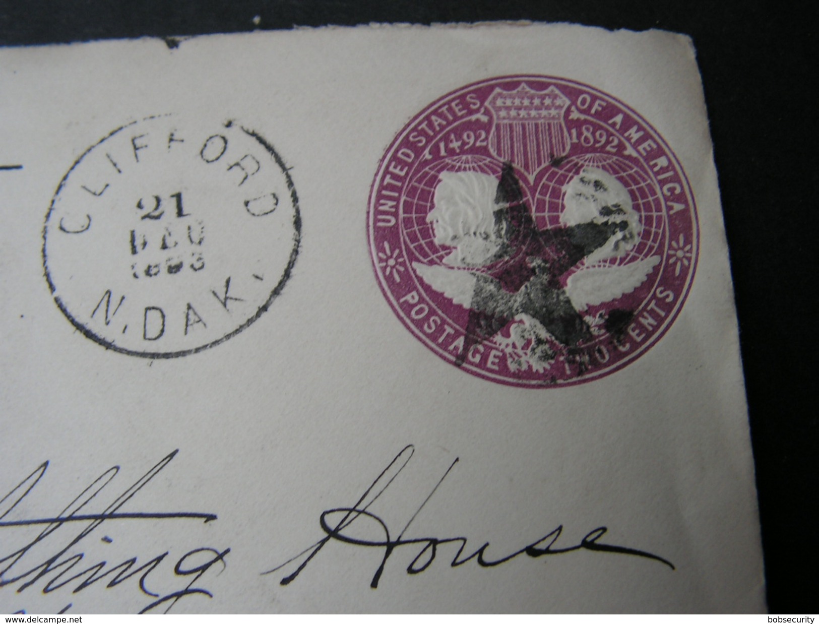 USA Cv. Clifford North Dak.  Star  Cancelation   1893  ! - ...-1900