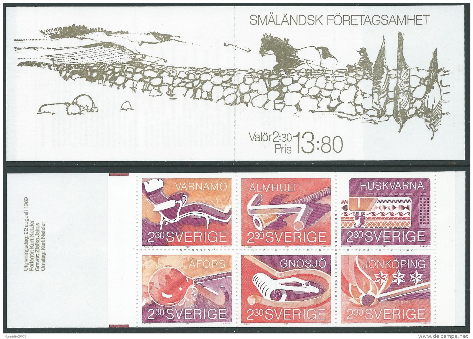 1989 SVEZIA LIBRETTO PRODOTTI INDUSTRIE DI SMALAND MNH ** - A1 - 1981-..