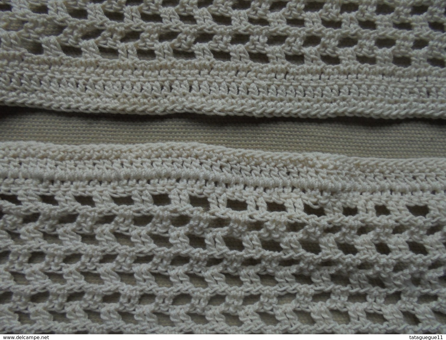 Ancien - 2 Napperons Rectangle Au Crochet En Coton Perlé Années 50 - Pizzi, Merletti E Tessuti