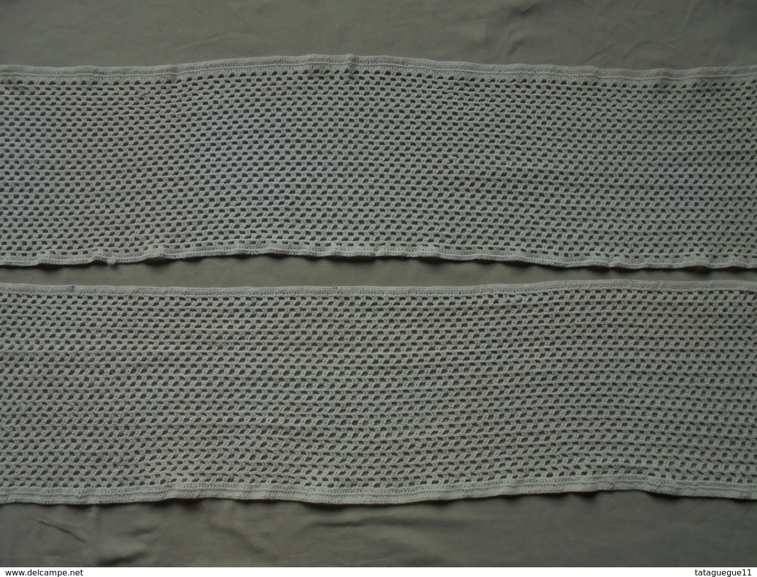 Ancien - 2 napperons rectangle au crochet en coton perlé Années 50