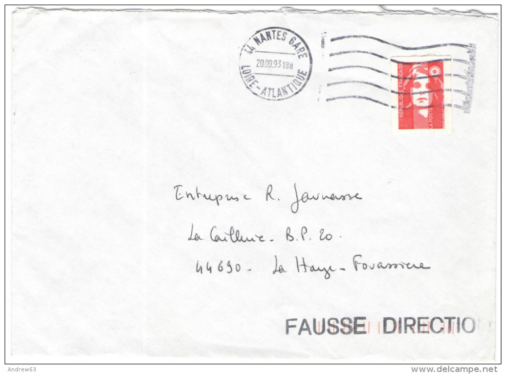 FRANCIA - France - 1993 - Marianne Du Bicentenaire Rouge - FD, Fausse Direction - Viaggiata Da Nantes Gare Per La Hai... - 1961-....