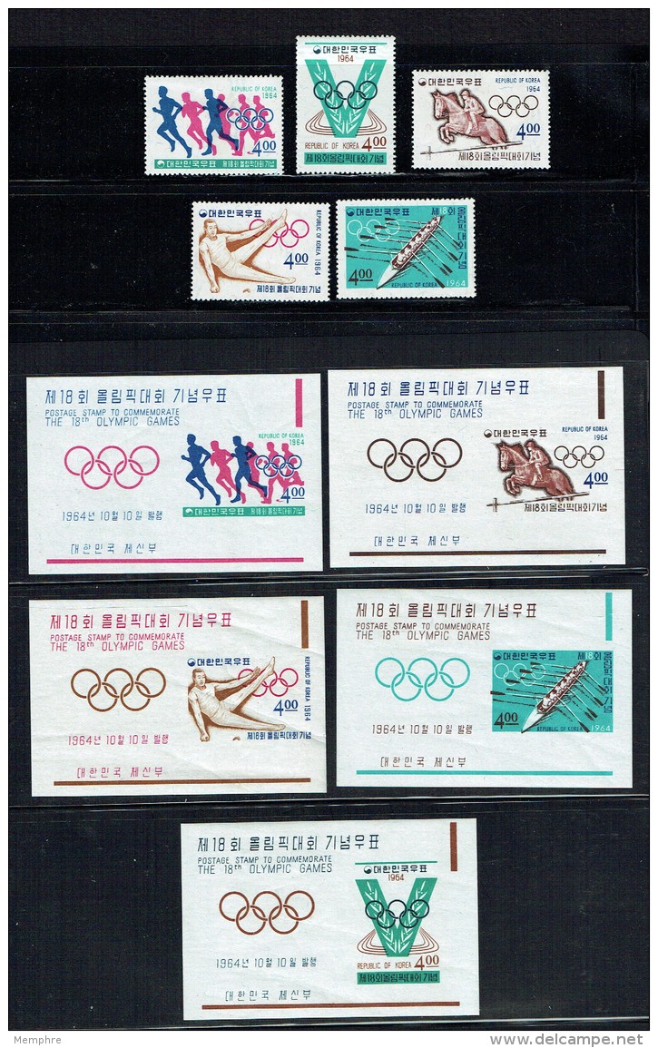 1964  Jeux Olympiques De Tokyo Timbres Et Blocs-feuillets * MH - Korea (Süd-)