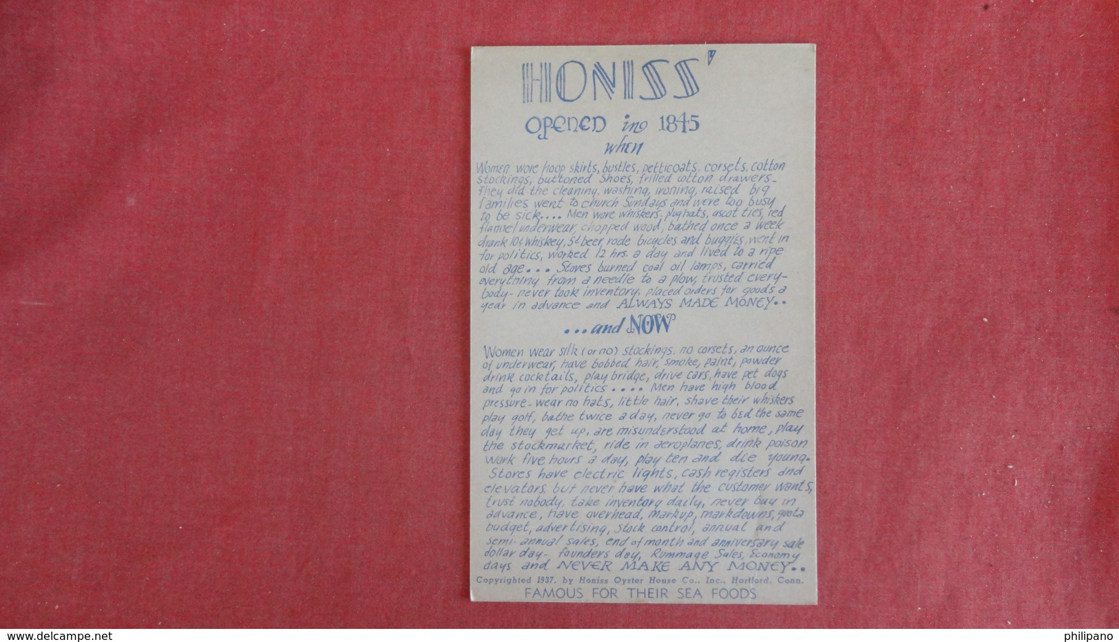 - Connecticut > Hartford   Honiss's Restaurant With Map  ==ref 2414 - Hartford