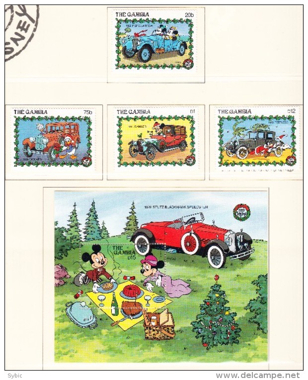 GAMBIE - 1989 - Disney Noël Voiture  - Yvert 857/860 + BF 82 -  Neufs ** - Gambie (1965-...)