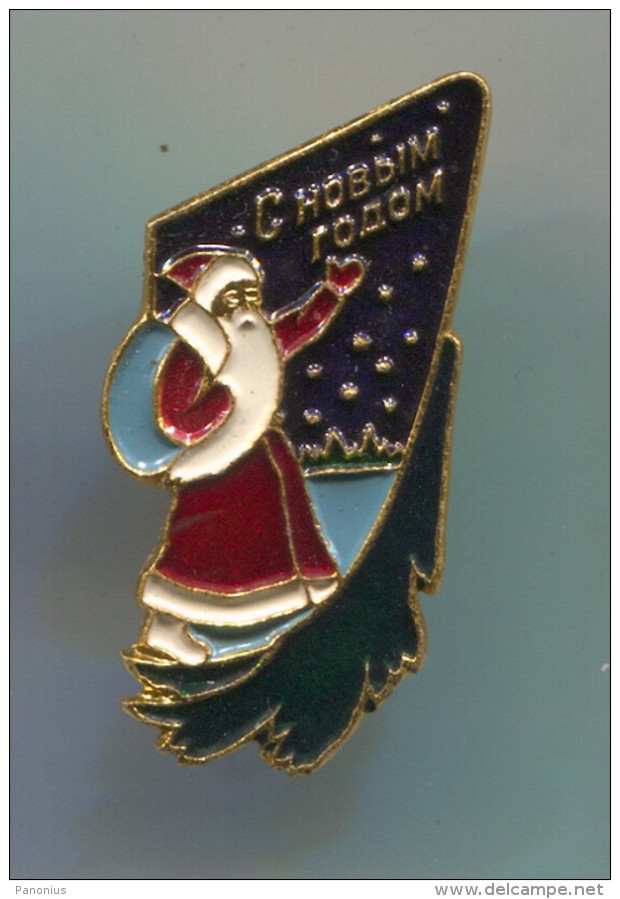 SANTA CLAUS, Weihnachtsmann - Christmas, Weihnachten, Russian (USSR) Vintage Pin Badge, Abzeichen - Noël