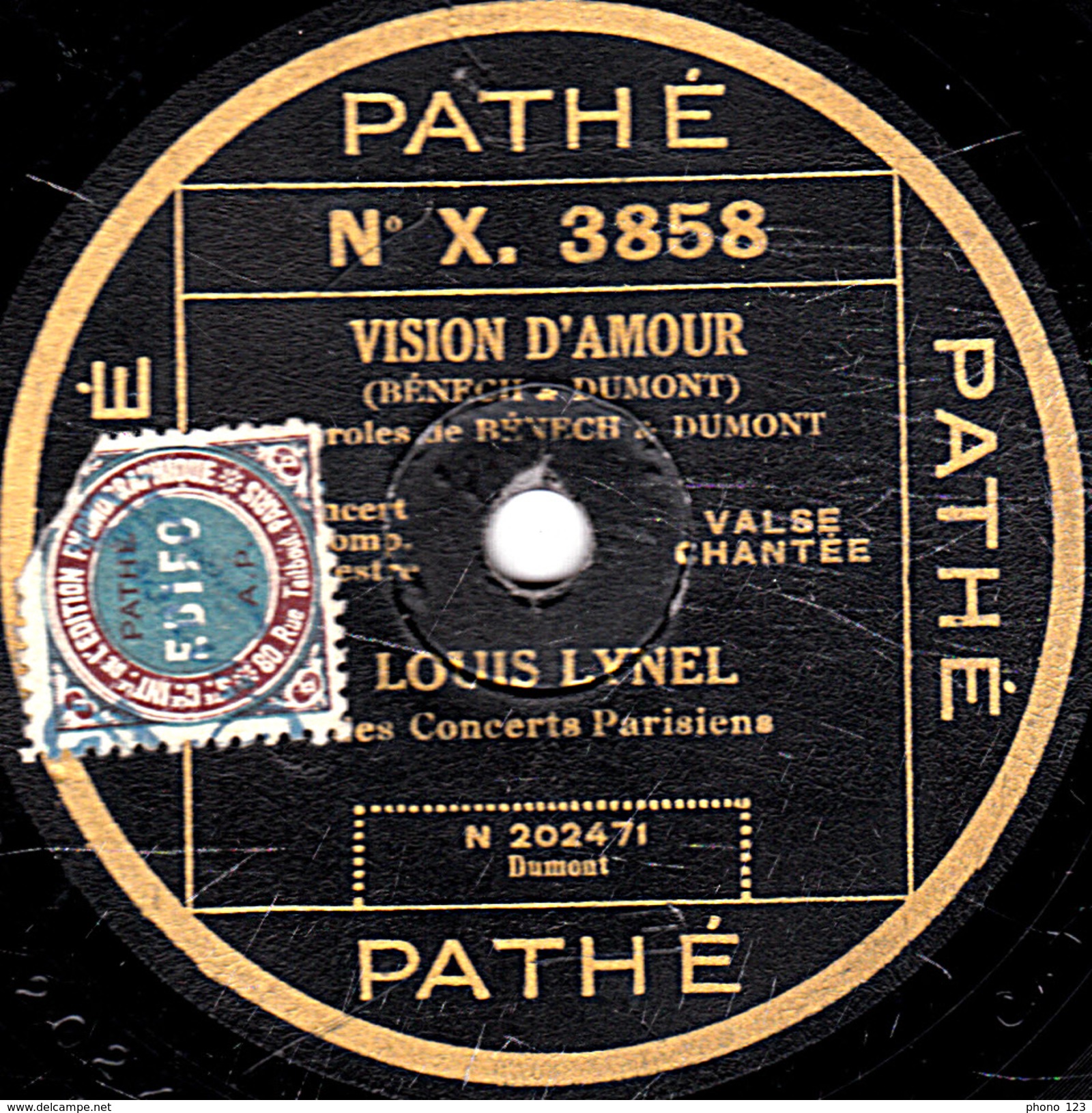 78 T. - 25 Cm - état  B - LOUIS LYNEL - JE T'APPARTIENS - VISION D'AMOUR - 78 T - Disques Pour Gramophone