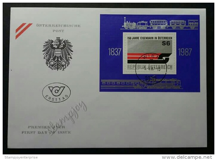 Austria 150th Anniversary Of Locomotive 1987 Train Railway Transport Vehicle (miniature FDC) - Otros & Sin Clasificación