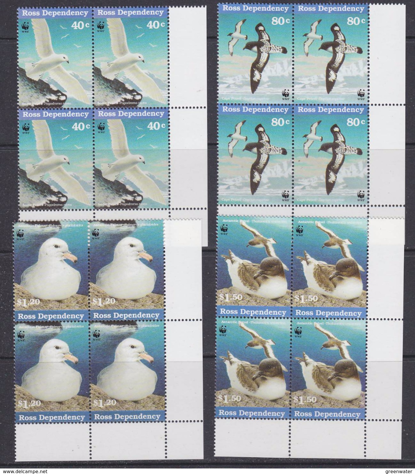 Ross Dependency 1997 Sea Birds WWF 4v  Bl Of 4  (corners) ** Mnh (33889G) - Ongebruikt