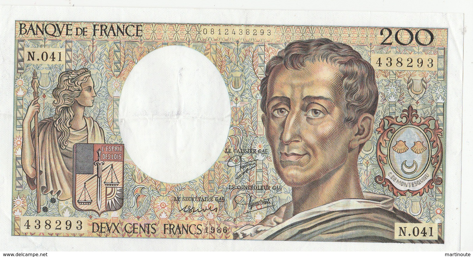 BILLET 200 FRANCS MONTESQUIEU - 200 F 1981-1994 ''Montesquieu''