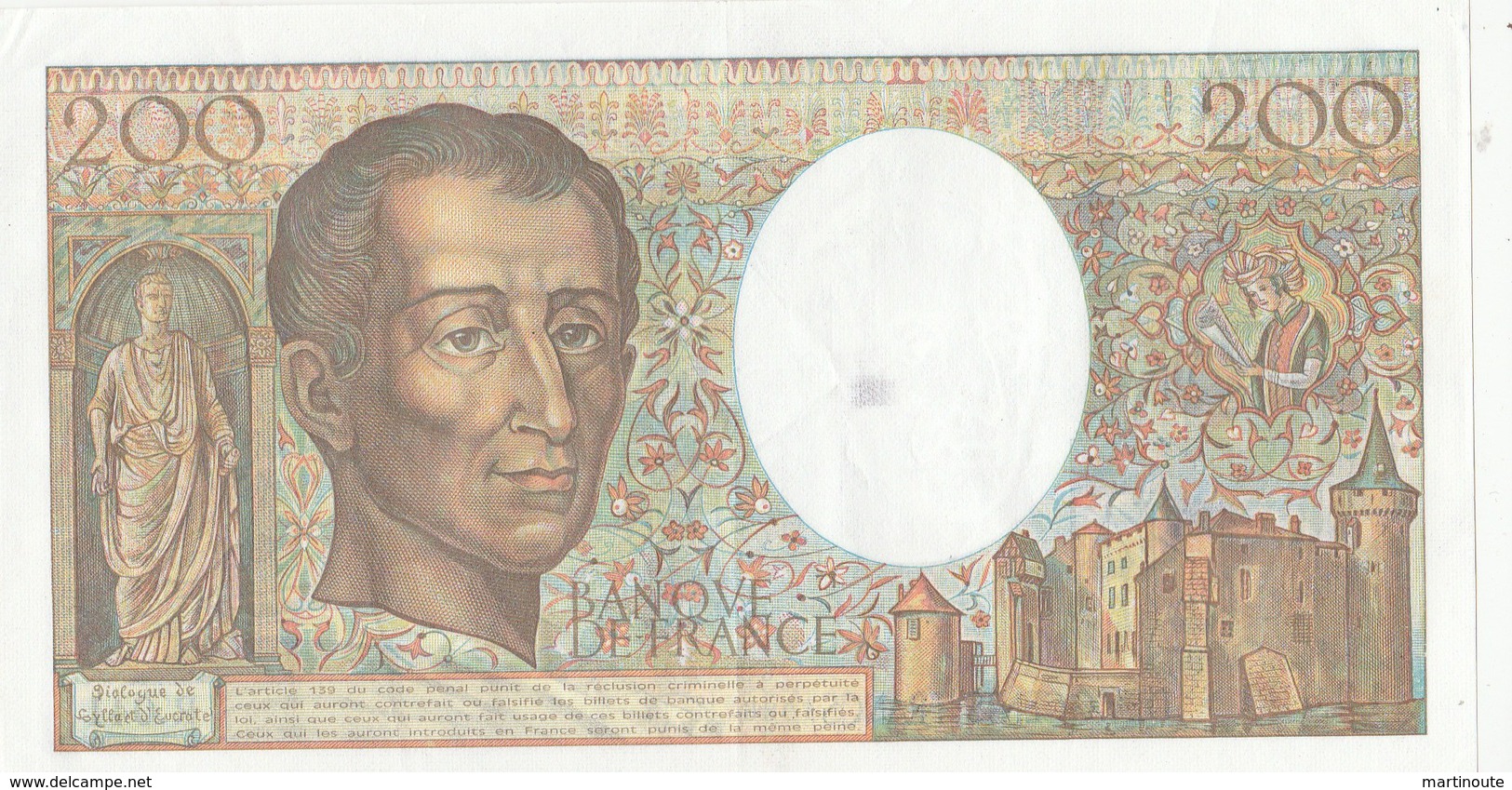 BILLET 200 FRANCS MONTESQUIEU - 200 F 1981-1994 ''Montesquieu''