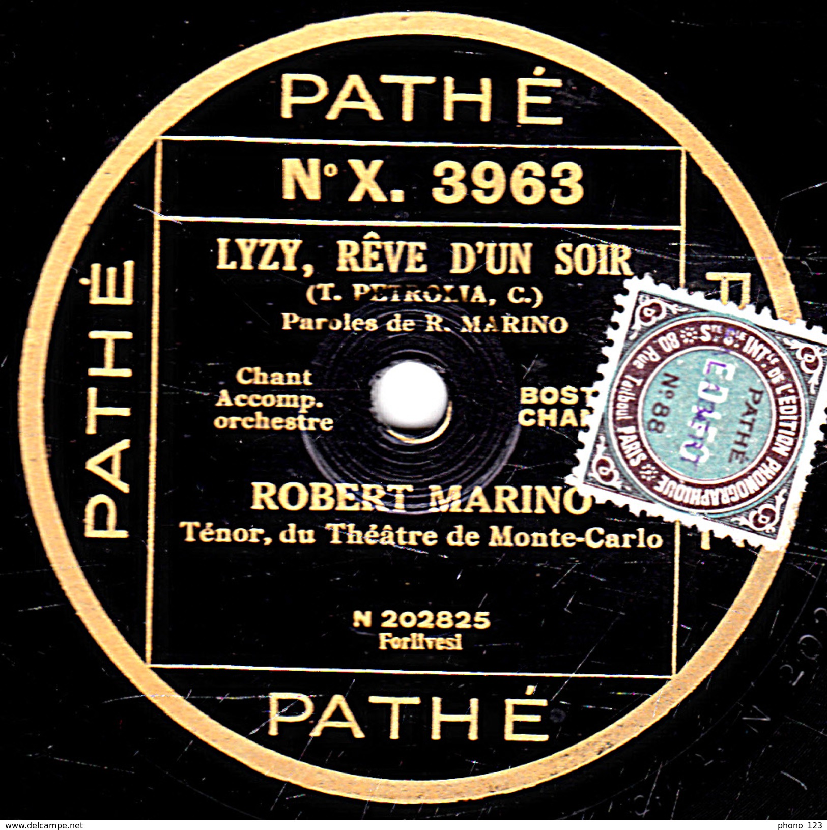 78 T. - 25 Cm - état  B -   ROBERT MARINO - LIZY, RÊVED'UN SOIR  - SUR LES EAUX DU MINNETONKA (EX Mais Choc Sur Le Bord) - 78 T - Discos Para Fonógrafos