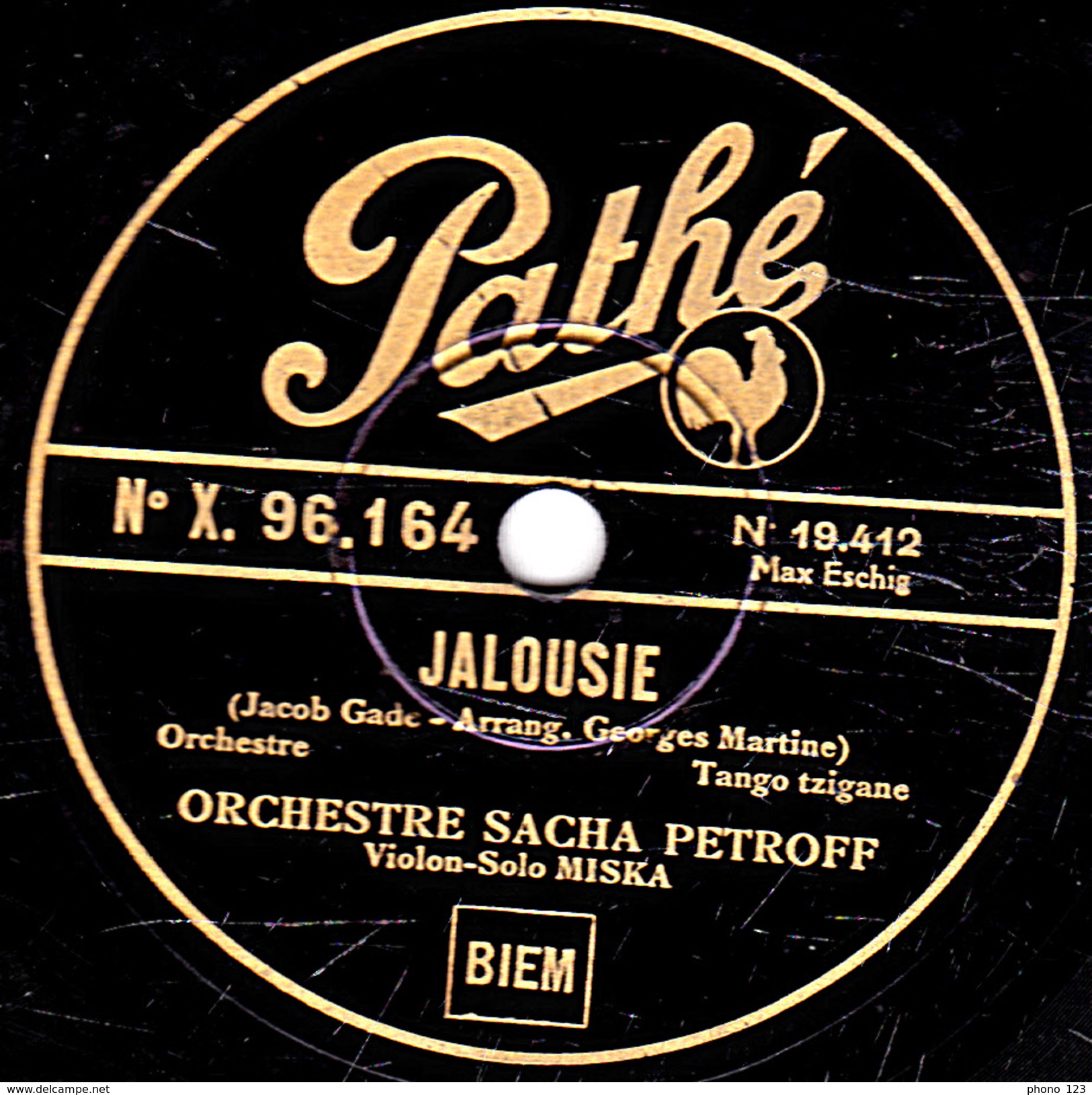 78 T. - 25 Cm - état  B -  ORCHESTRE SACHA PETROFF - JALOUSIE - AVANT DE MOURIR - 78 T - Disques Pour Gramophone