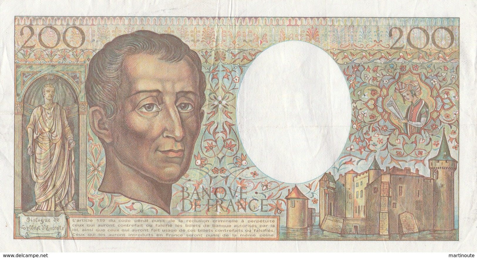 BILLET 200 FRANCS MONTESQUIEU - 200 F 1981-1994 ''Montesquieu''