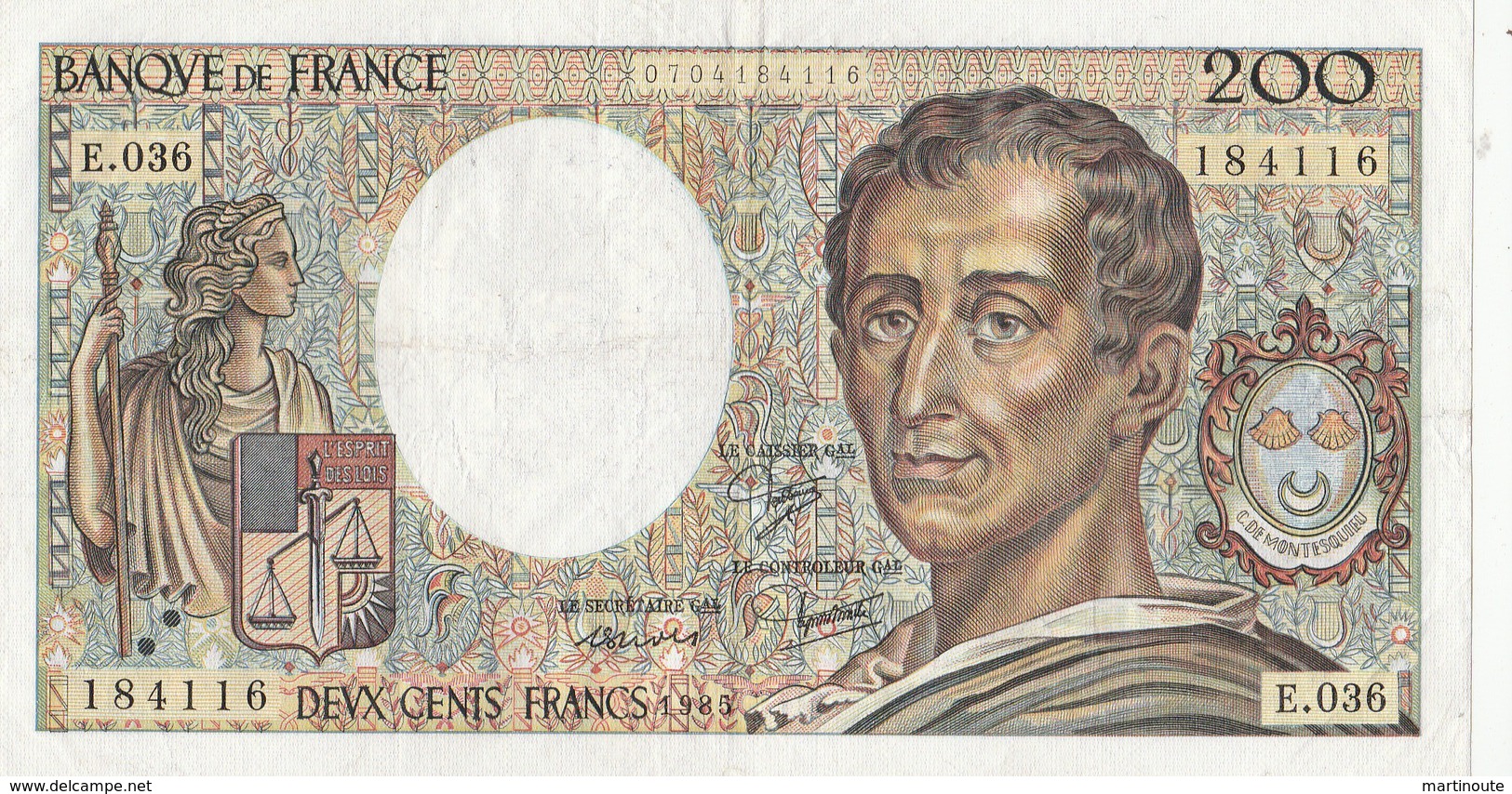 BILLET 200 FRANCS MONTESQUIEU - 200 F 1981-1994 ''Montesquieu''