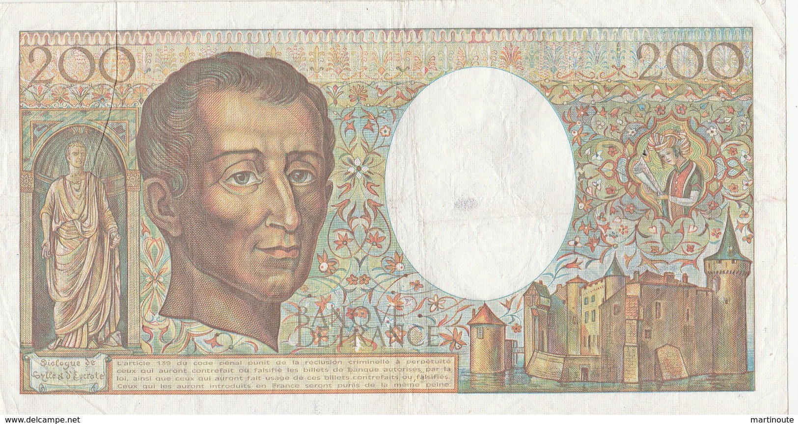 BILLET 200 FRANCS MONTESQUIEU - 200 F 1981-1994 ''Montesquieu''