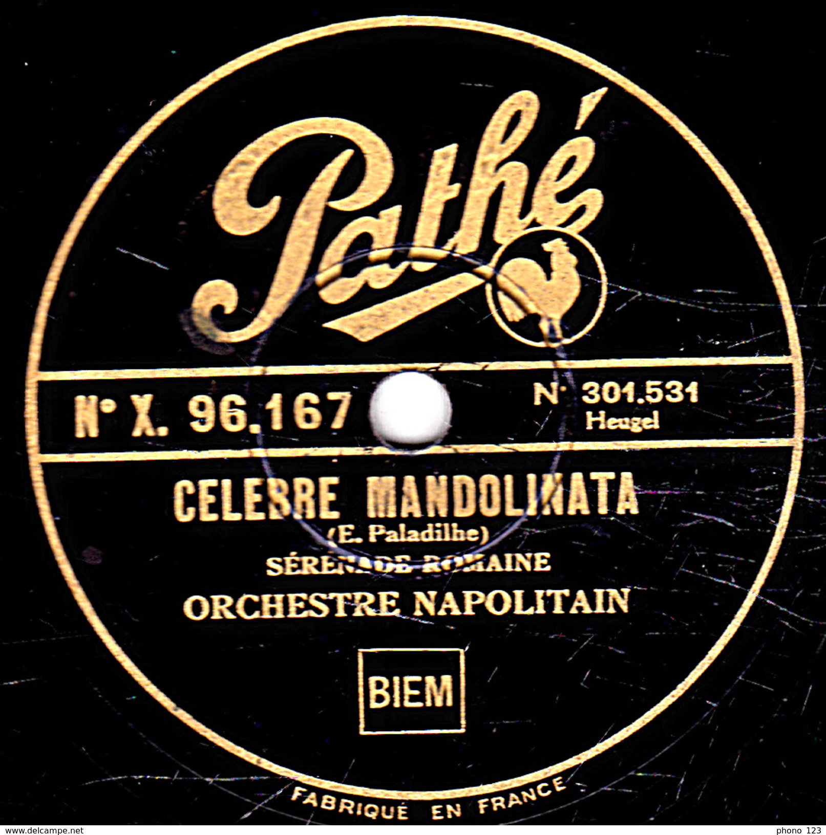 78 T. - 25 Cm - état  B -  ORCHESTRE NAPOLITAIN -  MARIA, MARIA -  MARIACELEBRE MANDOLINATA - - 78 T - Discos Para Fonógrafos