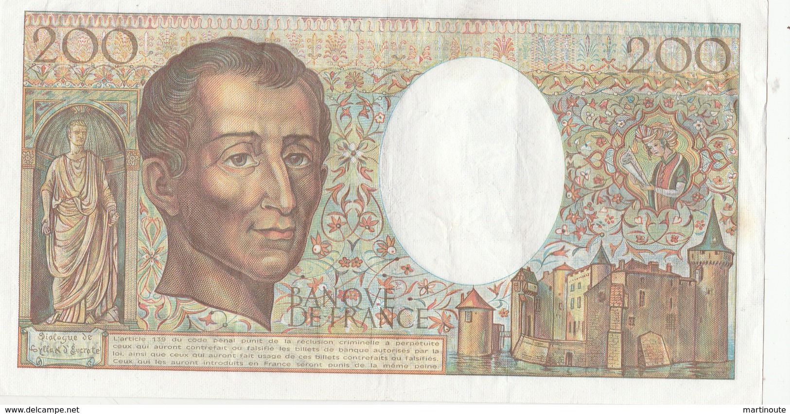 BILLET 200 FRANCS MONTESQUIEU - 200 F 1981-1994 ''Montesquieu''