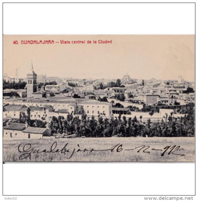 GDLJRTP6795-LFTD7213.Tarjeta Postal DE GUADALAJARA. Arboles,campo E IGLESIA Y VISTA DE GUADALAJARA.1912 - Guadalajara