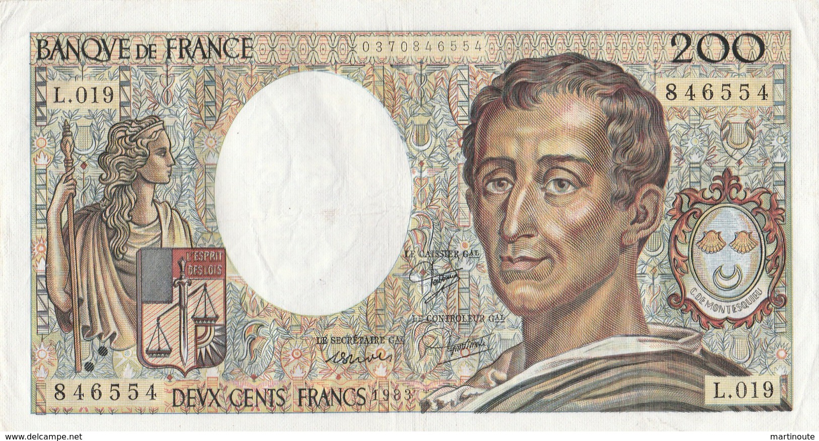 BILLET 200 FRANCS MONTESQUIEU - 200 F 1981-1994 ''Montesquieu''