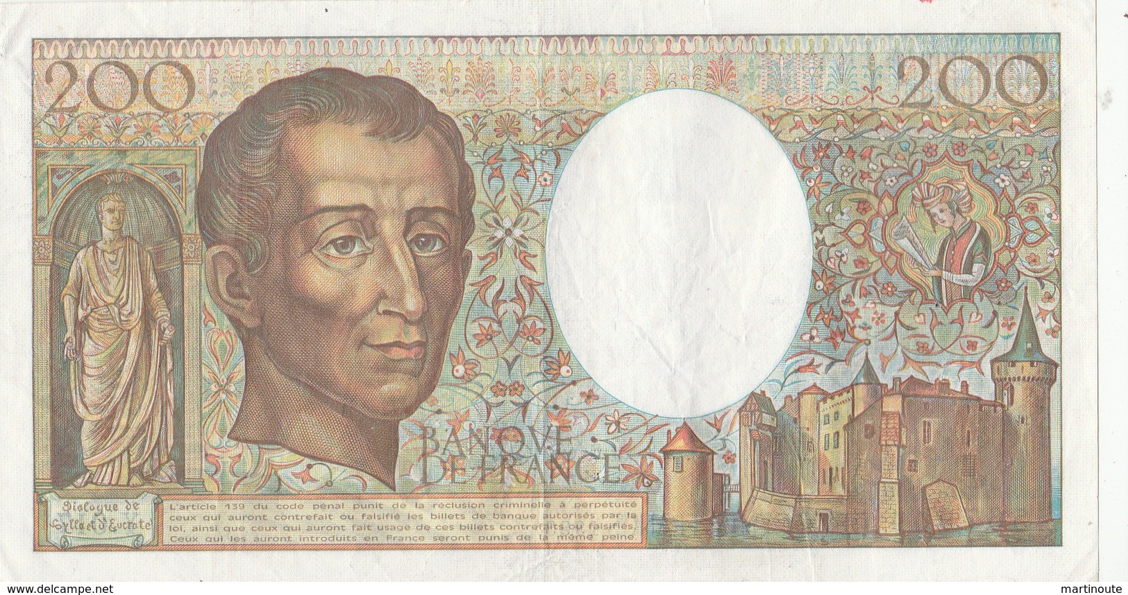 BILLET 200 FRANCS MONTESQUIEU - 200 F 1981-1994 ''Montesquieu''