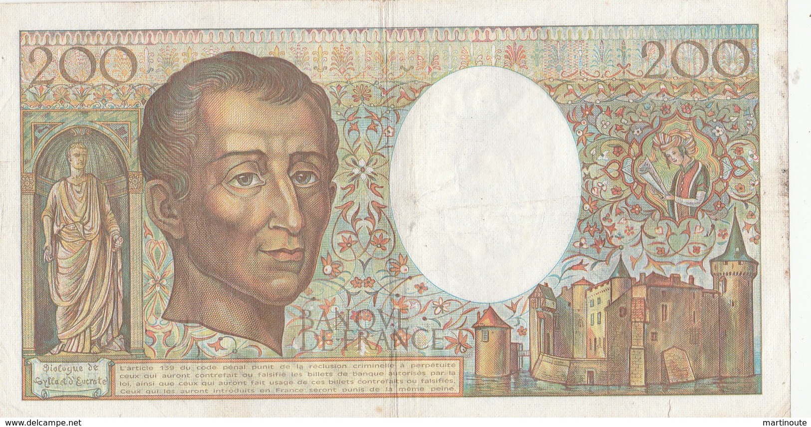 BILLET 200 FRANCS MONTESQUIEU - 200 F 1981-1994 ''Montesquieu''