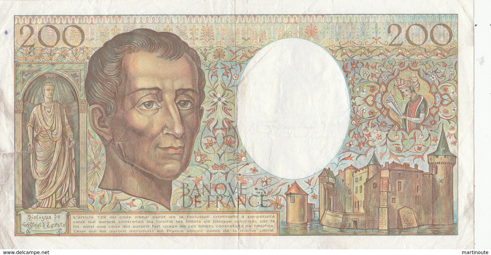 BILLET 200 FRANCS MONTESQUIEU - 200 F 1981-1994 ''Montesquieu''