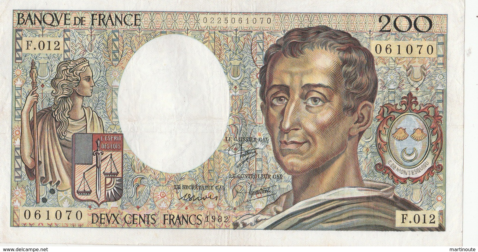 BILLET 200 FRANCS MONTESQUIEU - 200 F 1981-1994 ''Montesquieu''