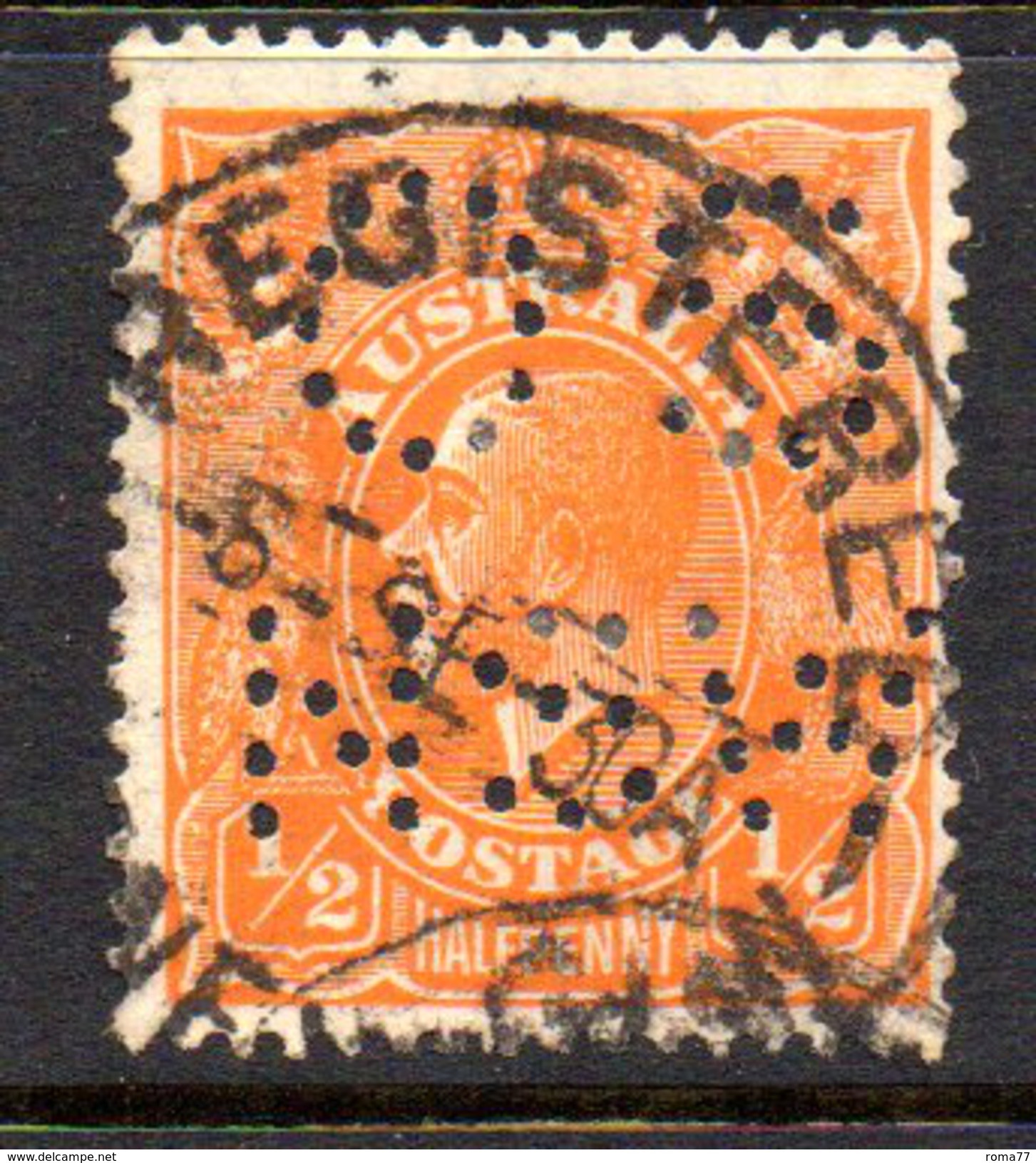 T1820 - AUSTRALIA 1/2 Penny Used WMK 7  Dent 13 1/2x12 1/2. Punctured OS NSW - Usati