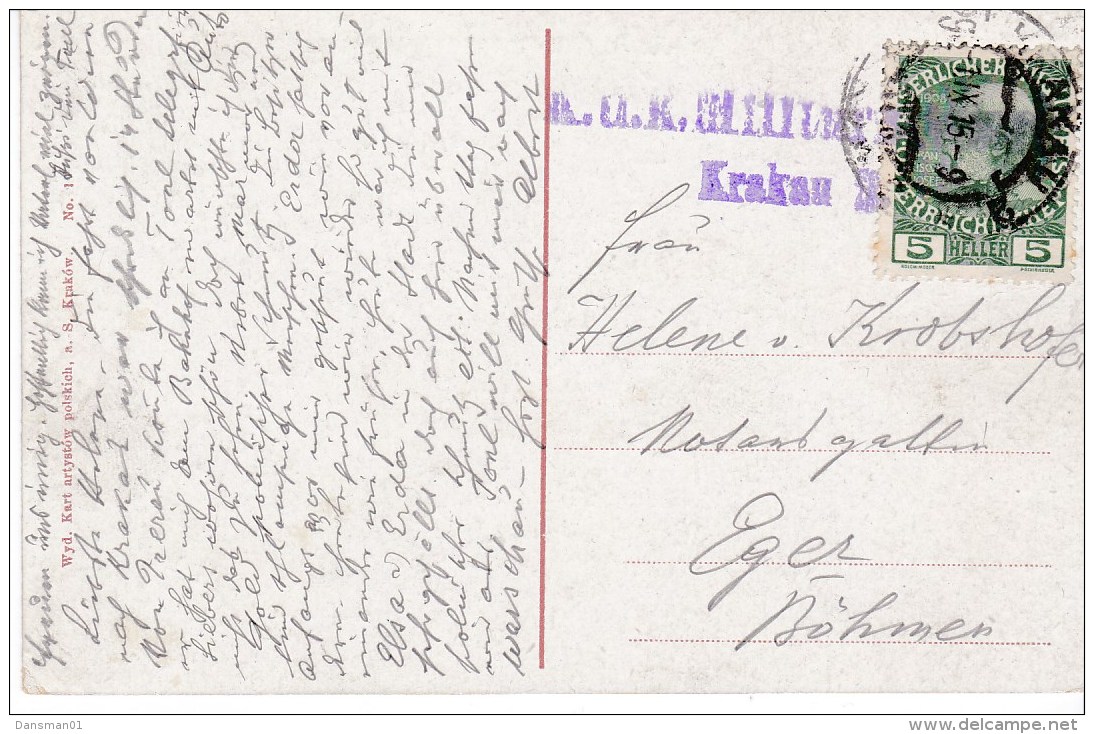 POLAND 1915 WWI Postcard Krakau Censored - ...-1860 Prephilately