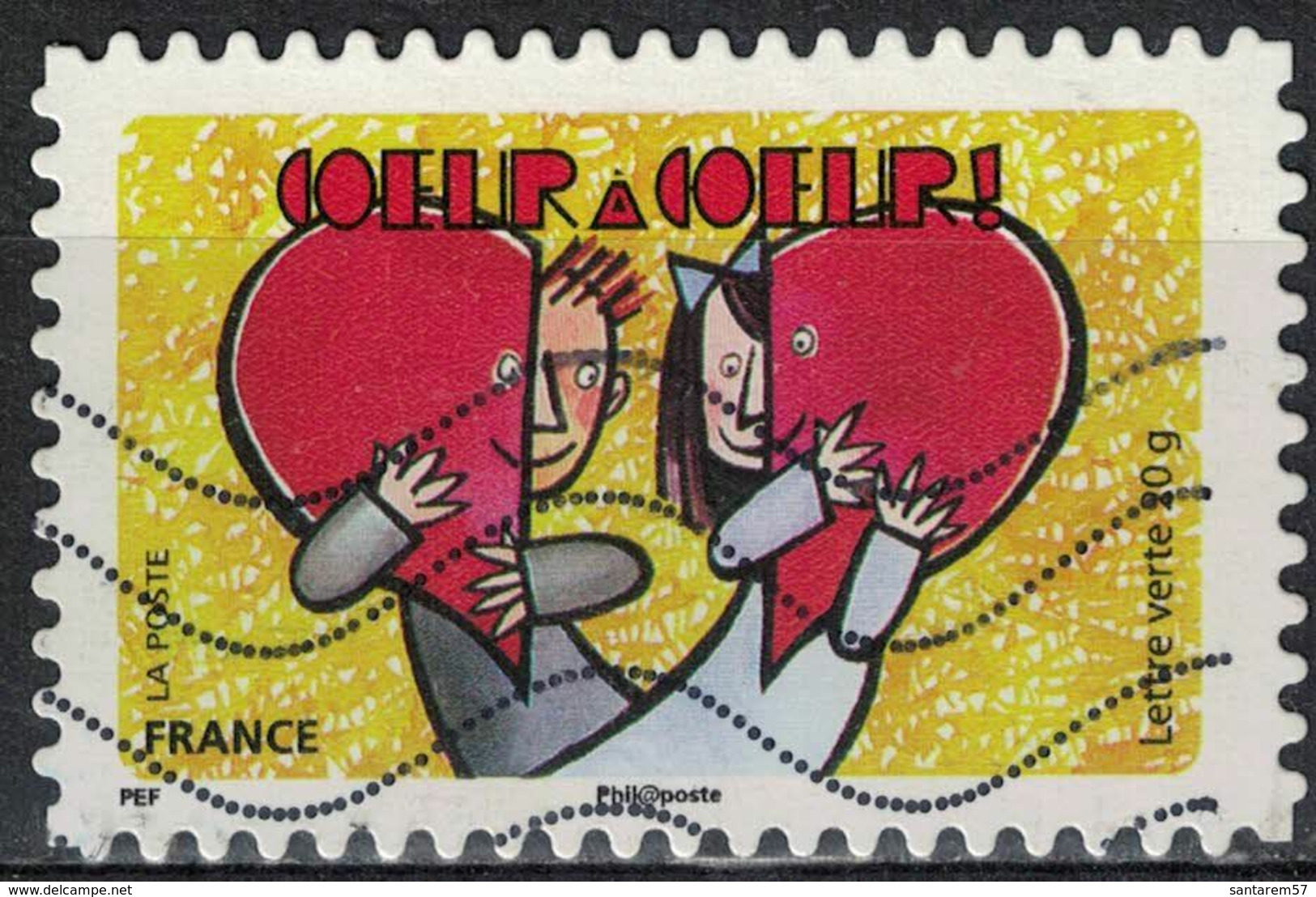 France 2014 Oblitéré Used Bonne Année Toute L'année Coeur à Coeur Y&T 1054 - Oblitérés