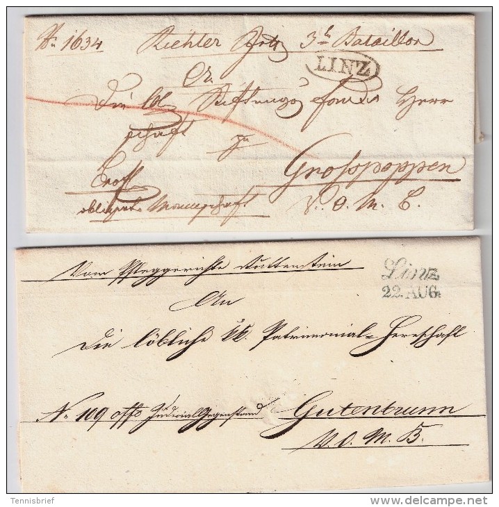 2 Kpl. Briefe Ca 1840, " LINZ " Je Sehr Klar , #6851 - ...-1850 Voorfilatelie